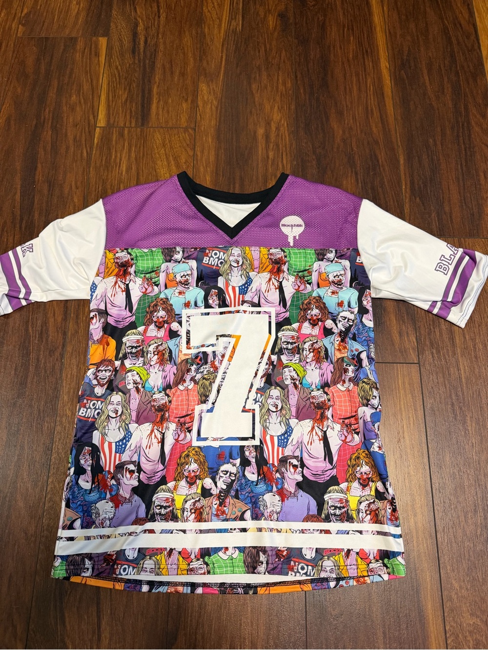 Blackmilk Purple Multicolor Graphic Kids Jersey with Number 7